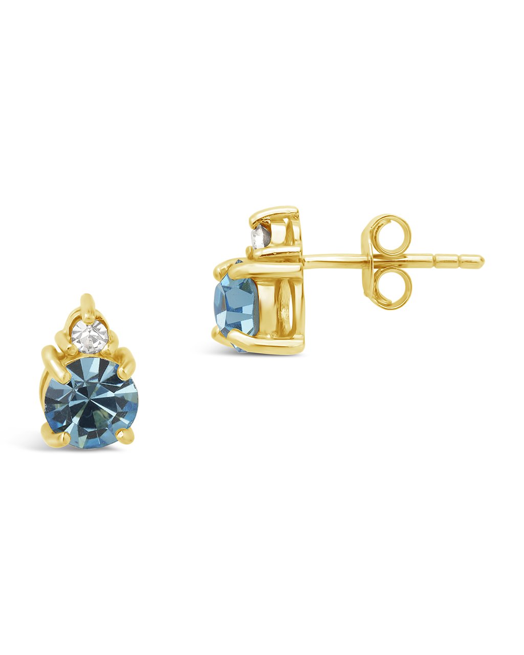 Sterling Silver Birthstone Studs Earring Sterling Forever Gold March / Aquamarine 
