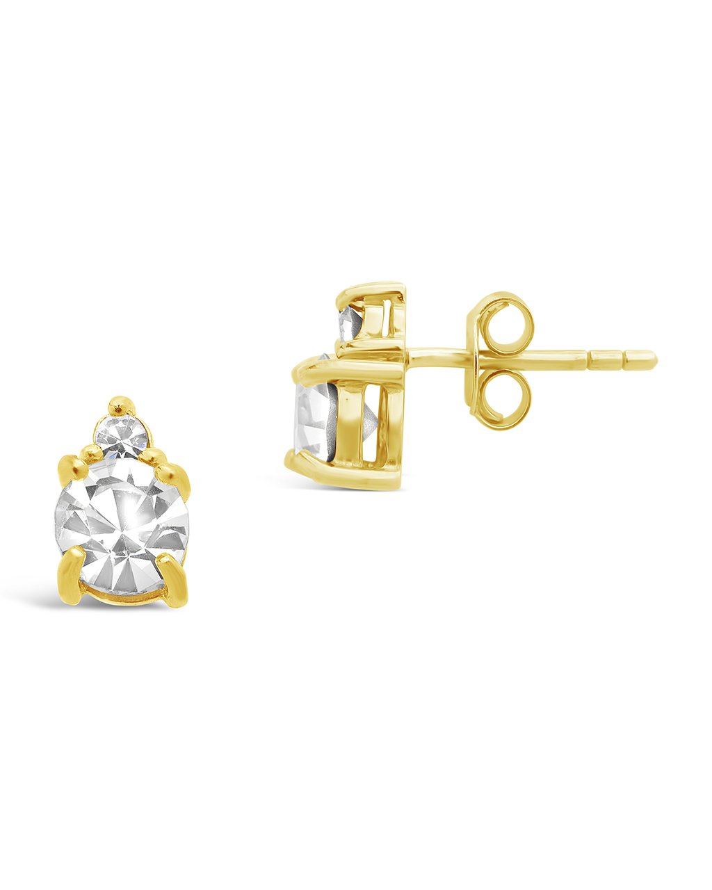 Sterling Silver Birthstone Studs Earring Sterling Forever Gold April / Diamond 