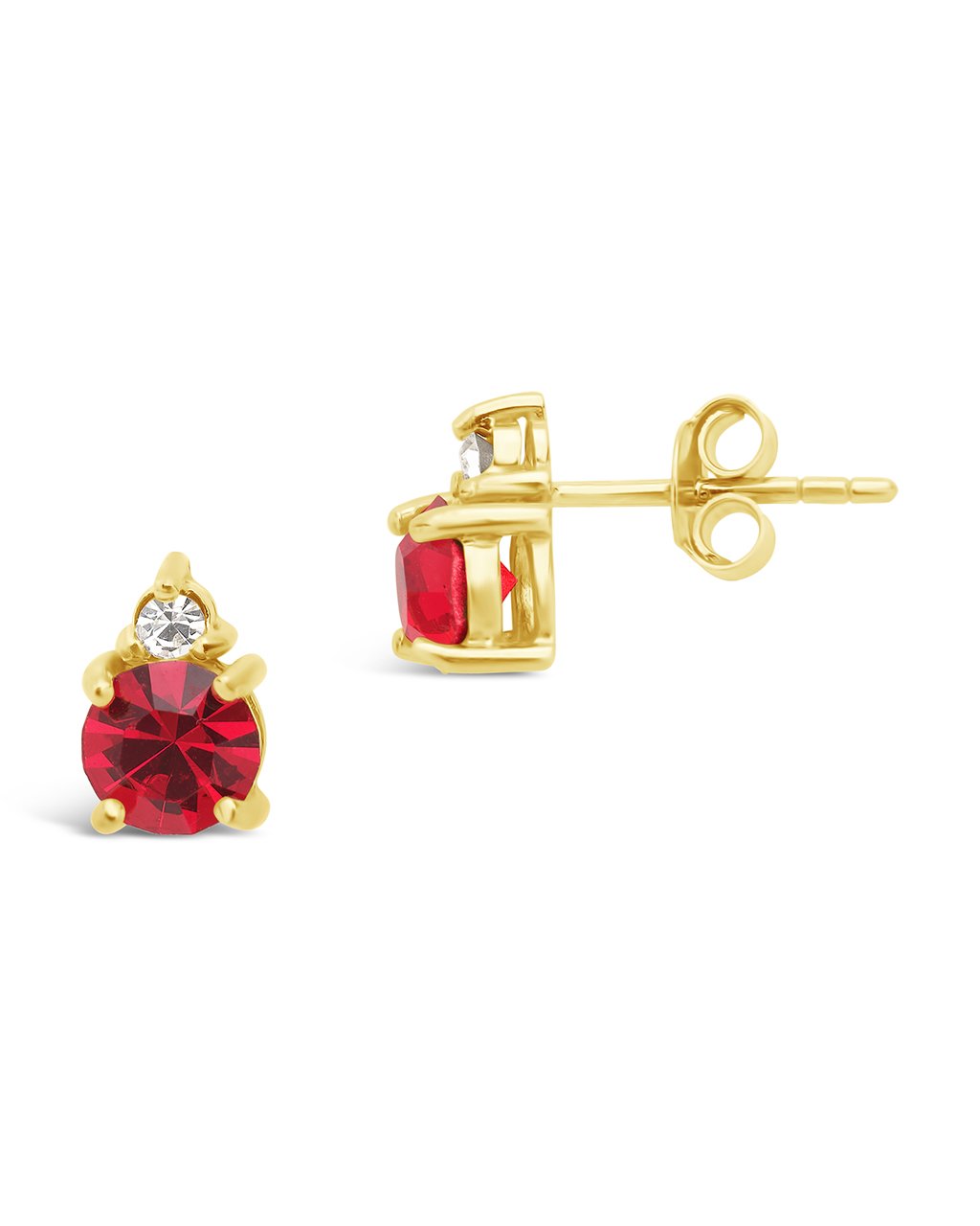 Sterling Silver Birthstone Studs Earring Sterling Forever Gold July / Ruby 