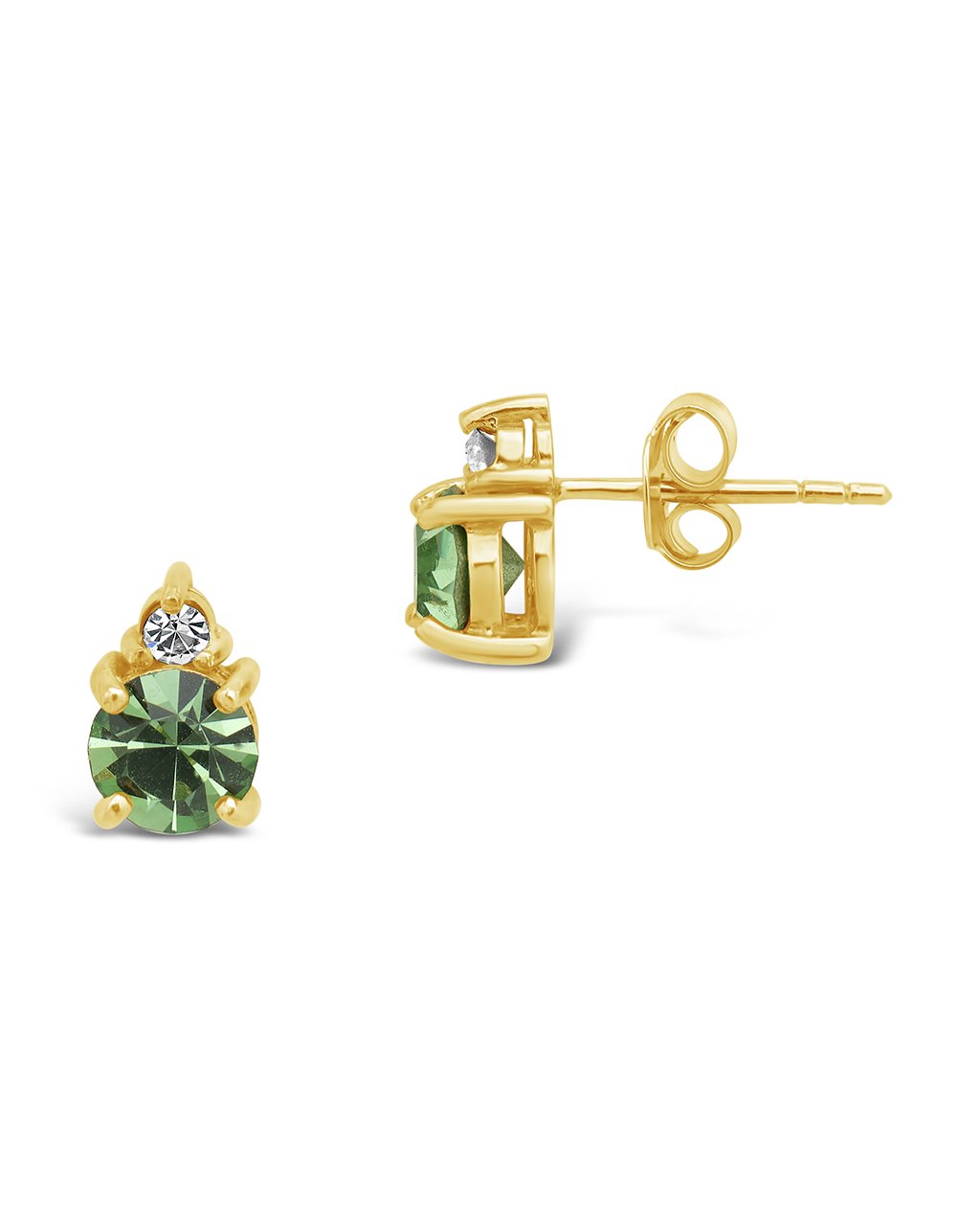 Sterling Silver Birthstone Studs Earring Sterling Forever Gold August / Peridot 
