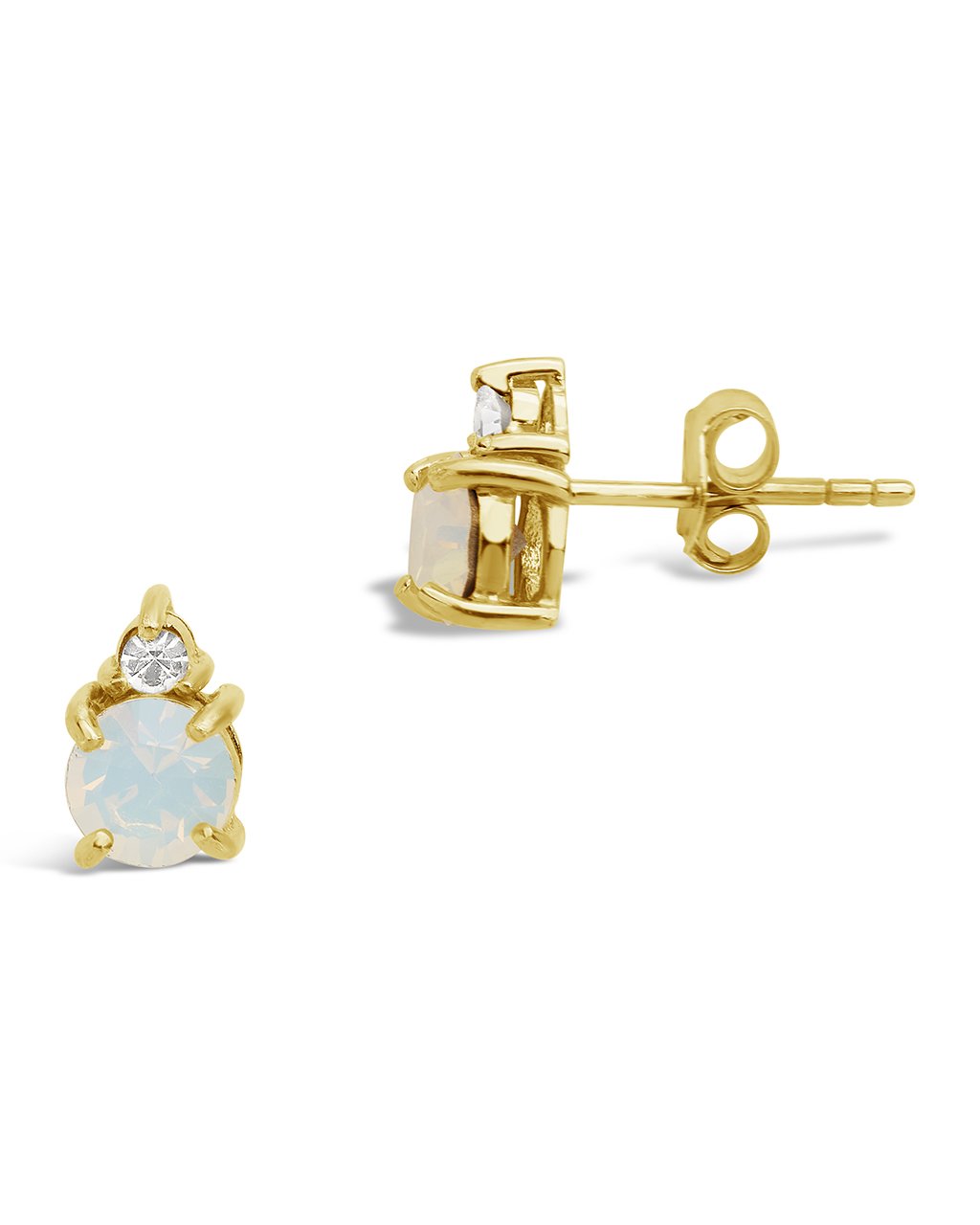 Sterling Silver Birthstone Studs Earring Sterling Forever Gold October / Opal 