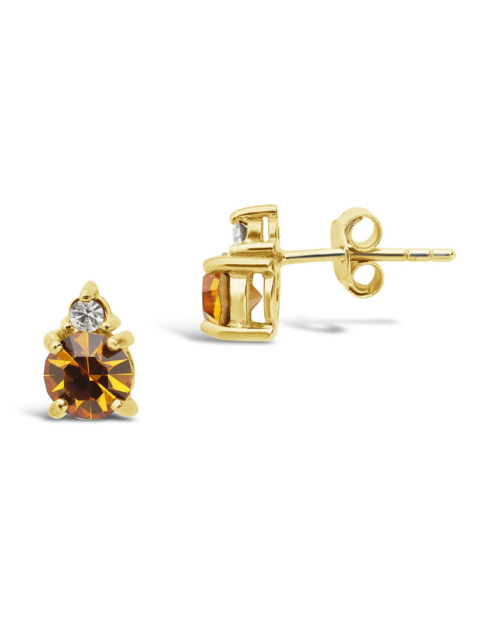 Sterling Silver Birthstone Studs Earring Sterling Forever Gold November / Citrine 