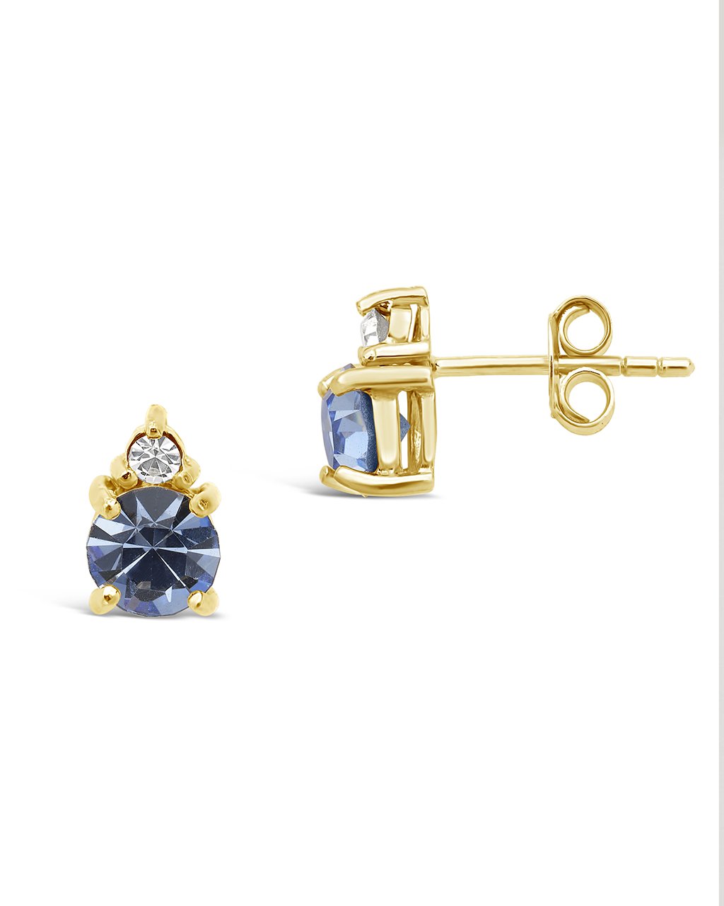 Sterling Silver Birthstone Studs Earring Sterling Forever Gold December / Blue Topaz 