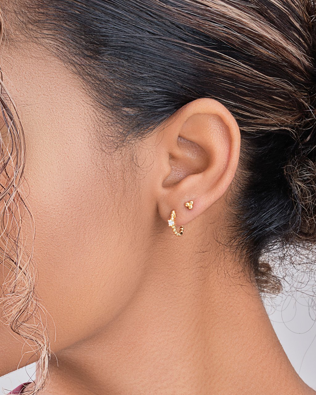 Diamond Curved Bar Stud Earrings Ear Climber Earrings 14k -  Australia