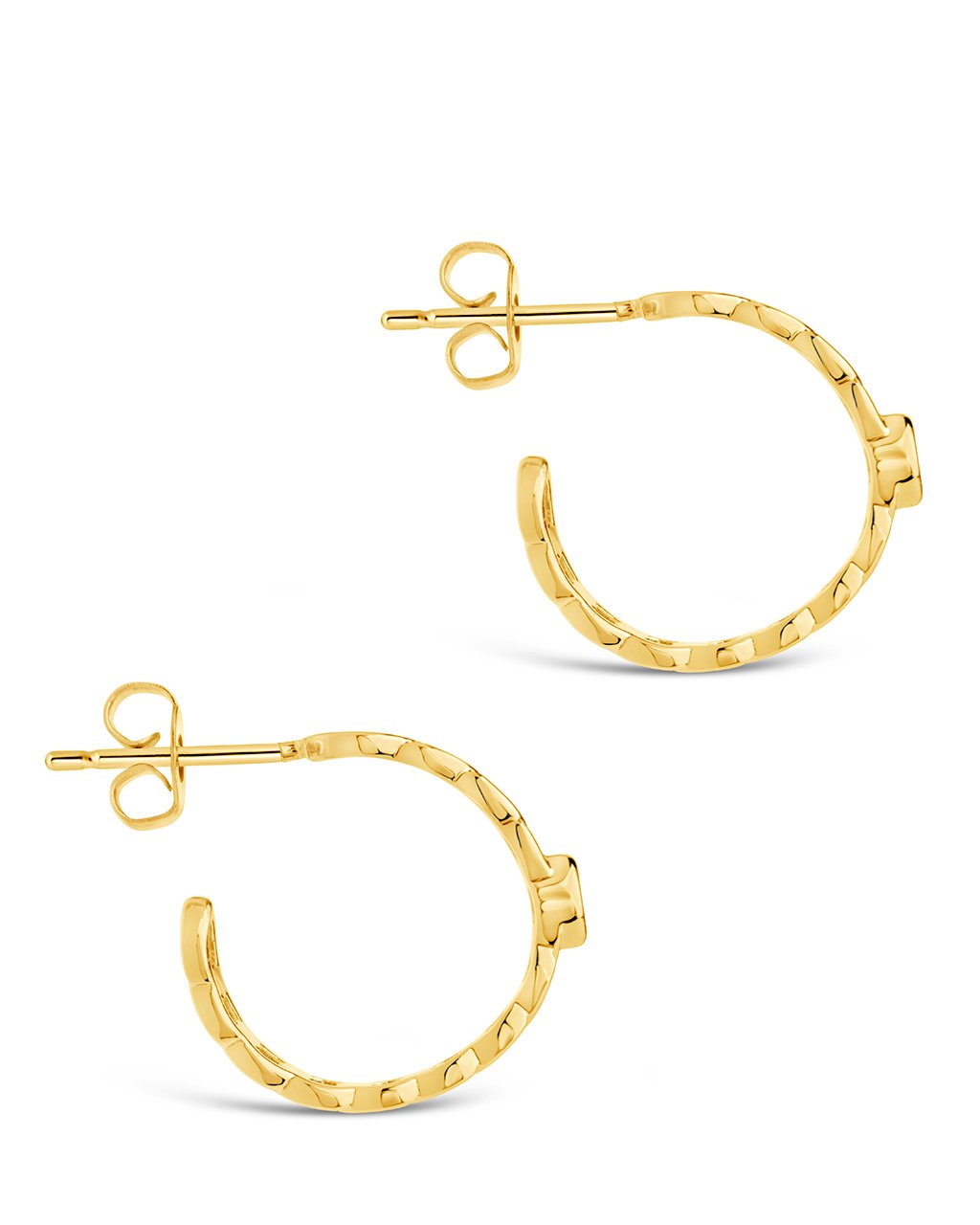 Sterling Silver Curb Chain Hoops with Bezel CZ Earring Sterling Forever 