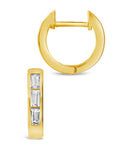 Sterling Silver CZ Baguette Micro Hoops Earring Sterling Forever Gold 