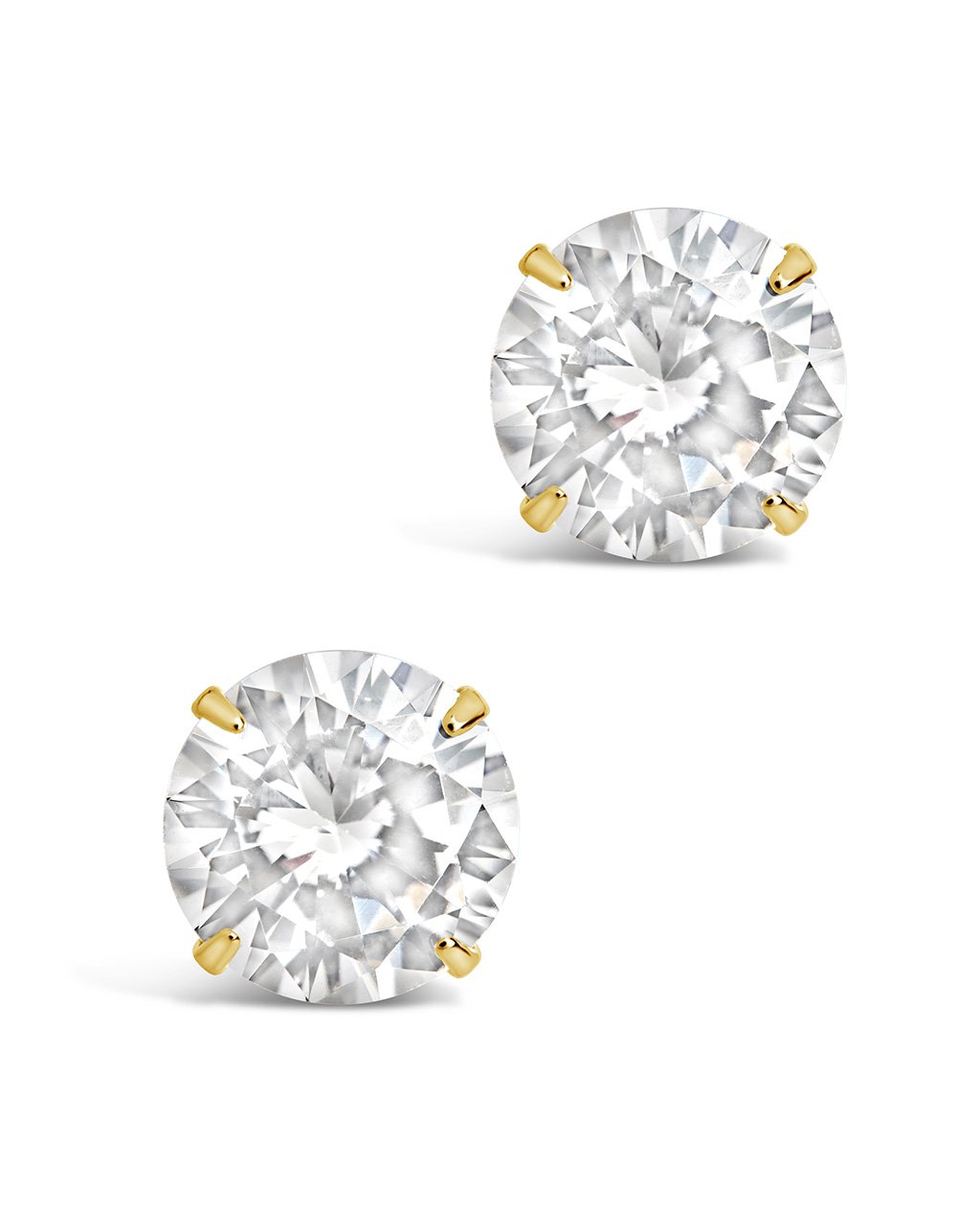 Sterling Silver 8mm CZ Studs Earring Sterling Forever Gold 