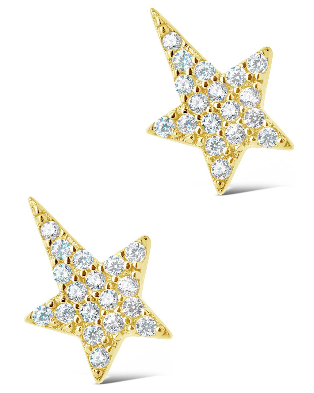 Sterling Silver CZ Star Studs Earring Sterling Forever Gold 