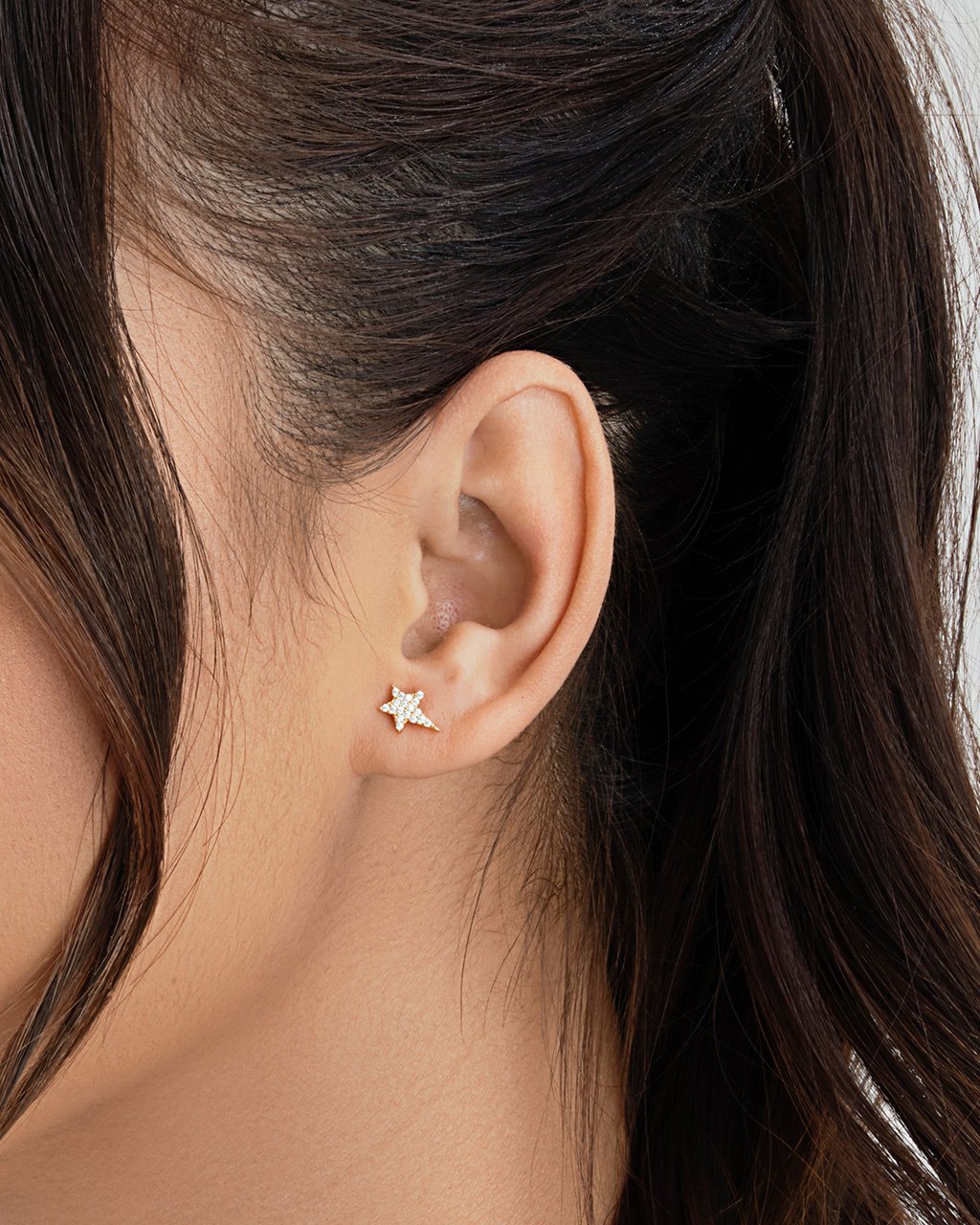 Sterling Silver CZ Star Studs Earring Sterling Forever 