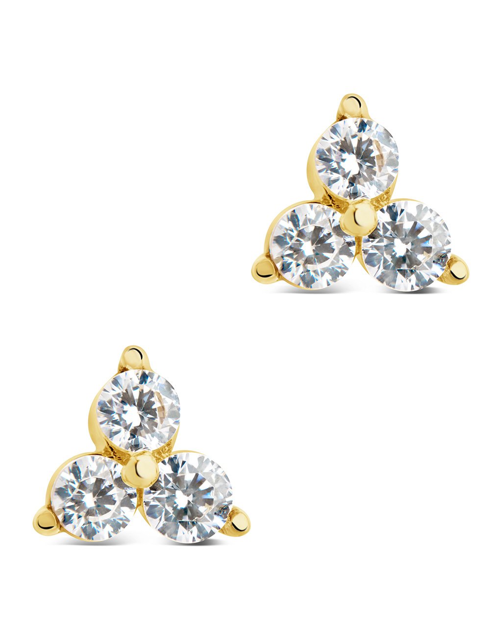 Sterling Silver CZ Pyramid Studs Earring Sterling Forever Gold 