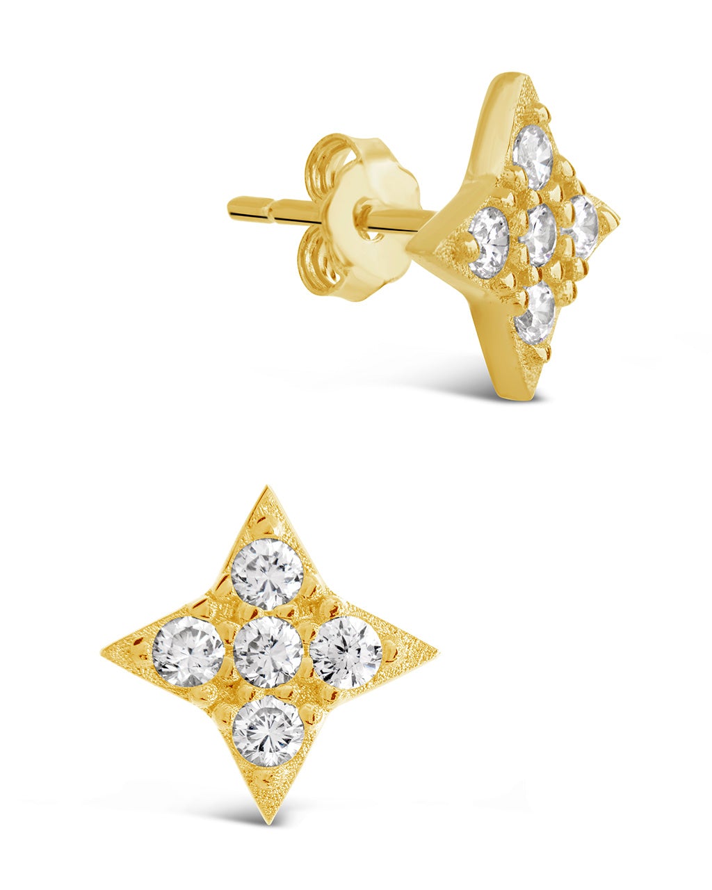 14K Gold Plated Sterling Silver Dainty Four Pointed Star Stud Earrings –  Sterling Forever