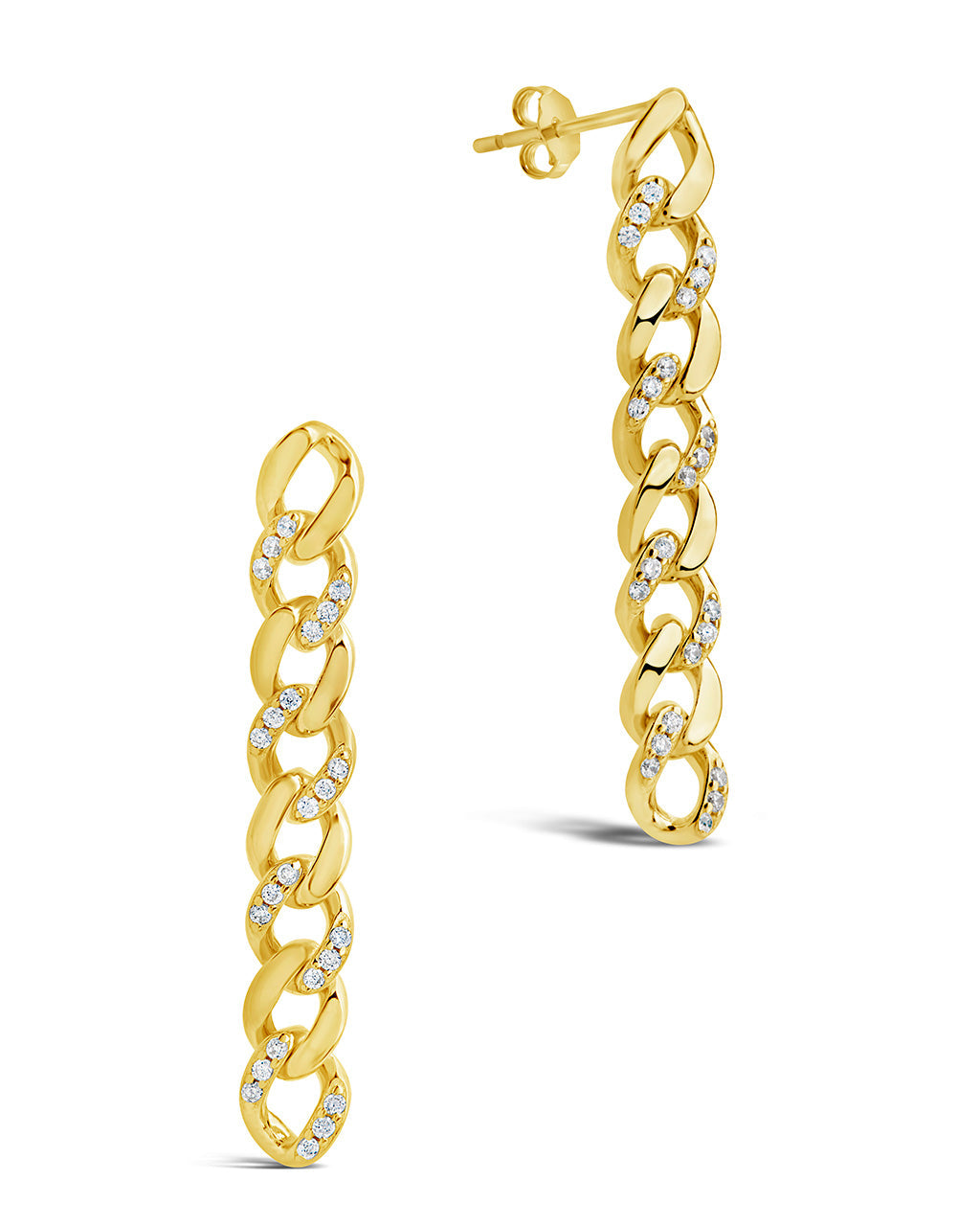 Sterling Silver CZ Chain Link Drop Earrings Earring Sterling Forever Gold 
