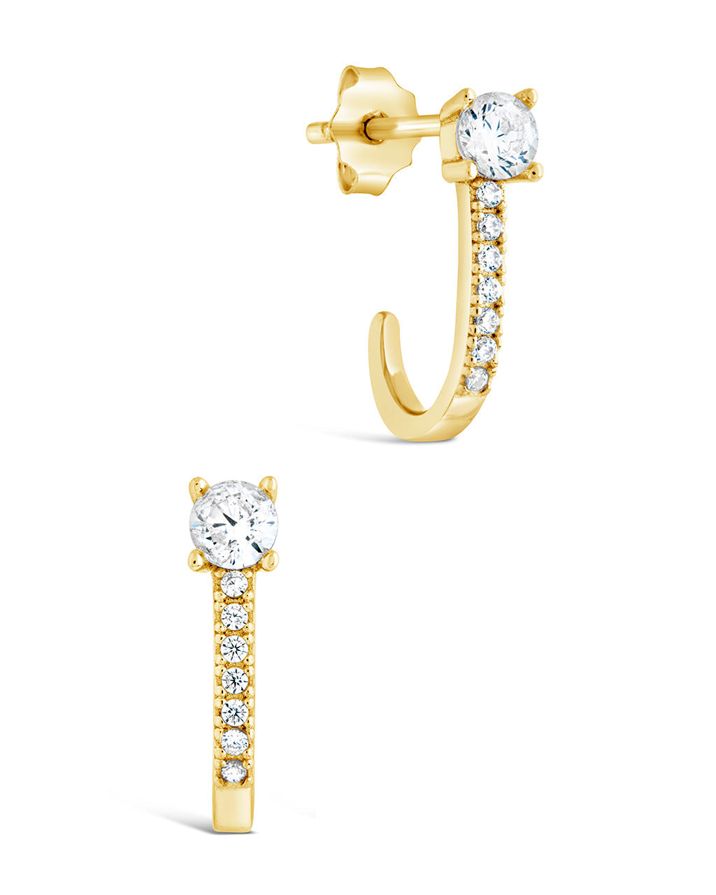 Sterling Silver CZ Suspender Studs Earring Sterling Forever Gold 