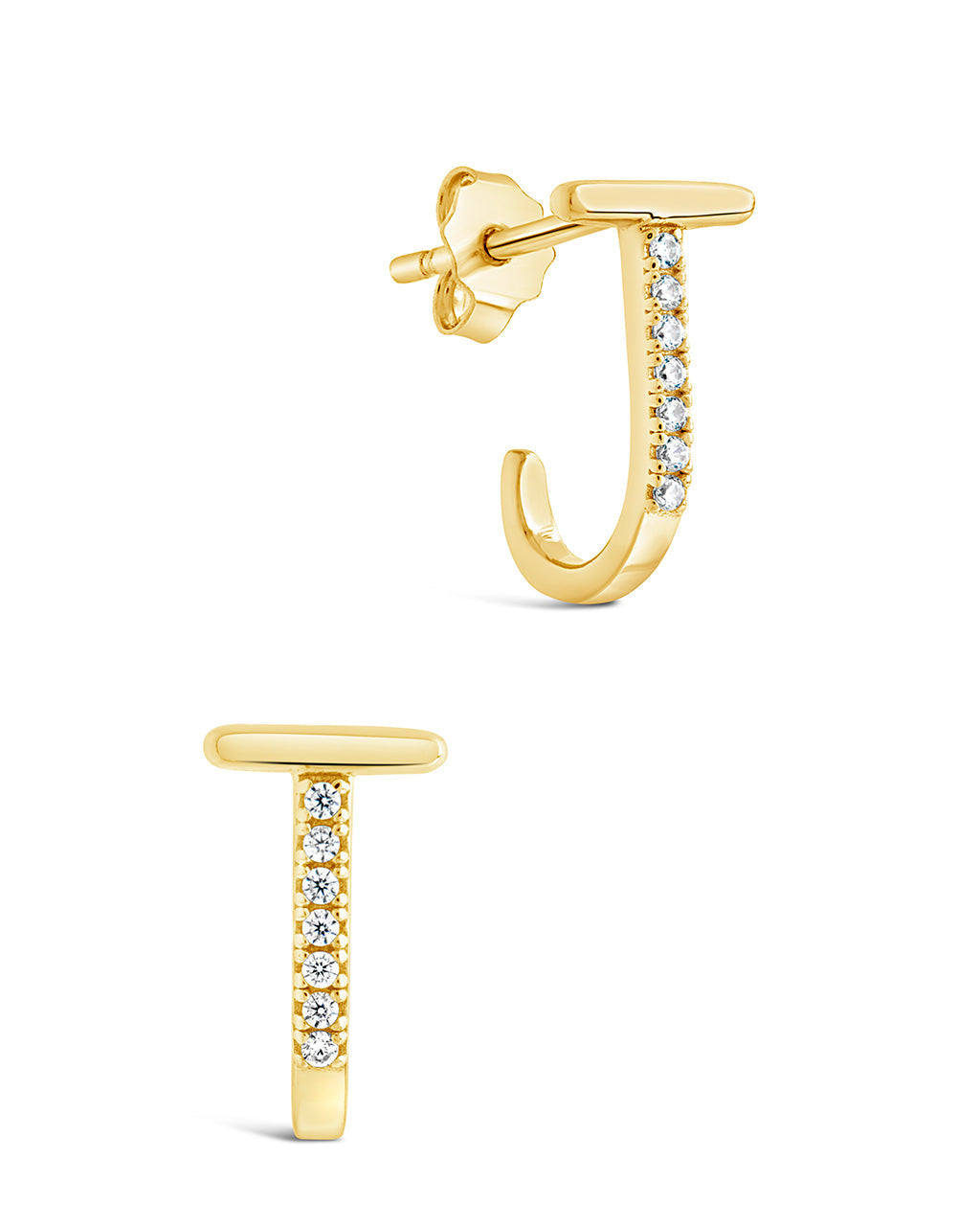 Sterling Silver Parallel Bar Suspender Stud Earrings Earring Sterling Forever Gold 