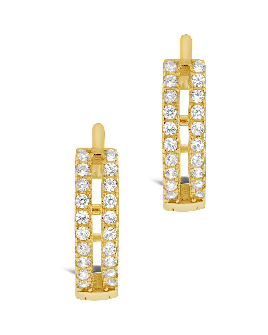 Sterling Silver Double Row Crystal Huggie Hoops Earring Sterling Forever 