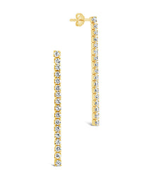 Sterling Silver CZ Linear Drop Earrings Earrings Sterling Forever Gold 