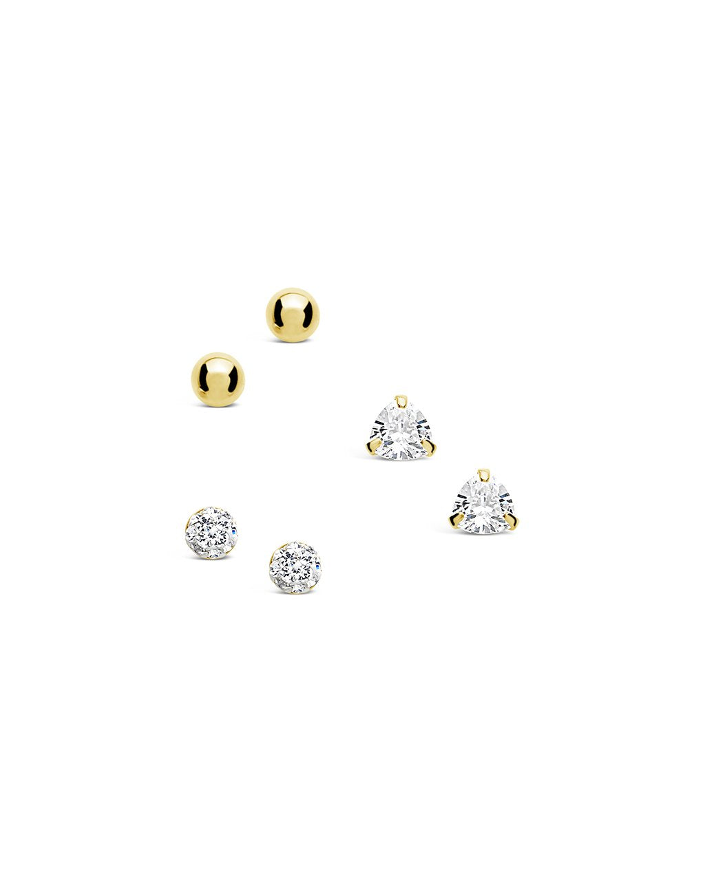 Sterling Silver CZ & Bead Stud Earring Set of 3 - Sterling Forever