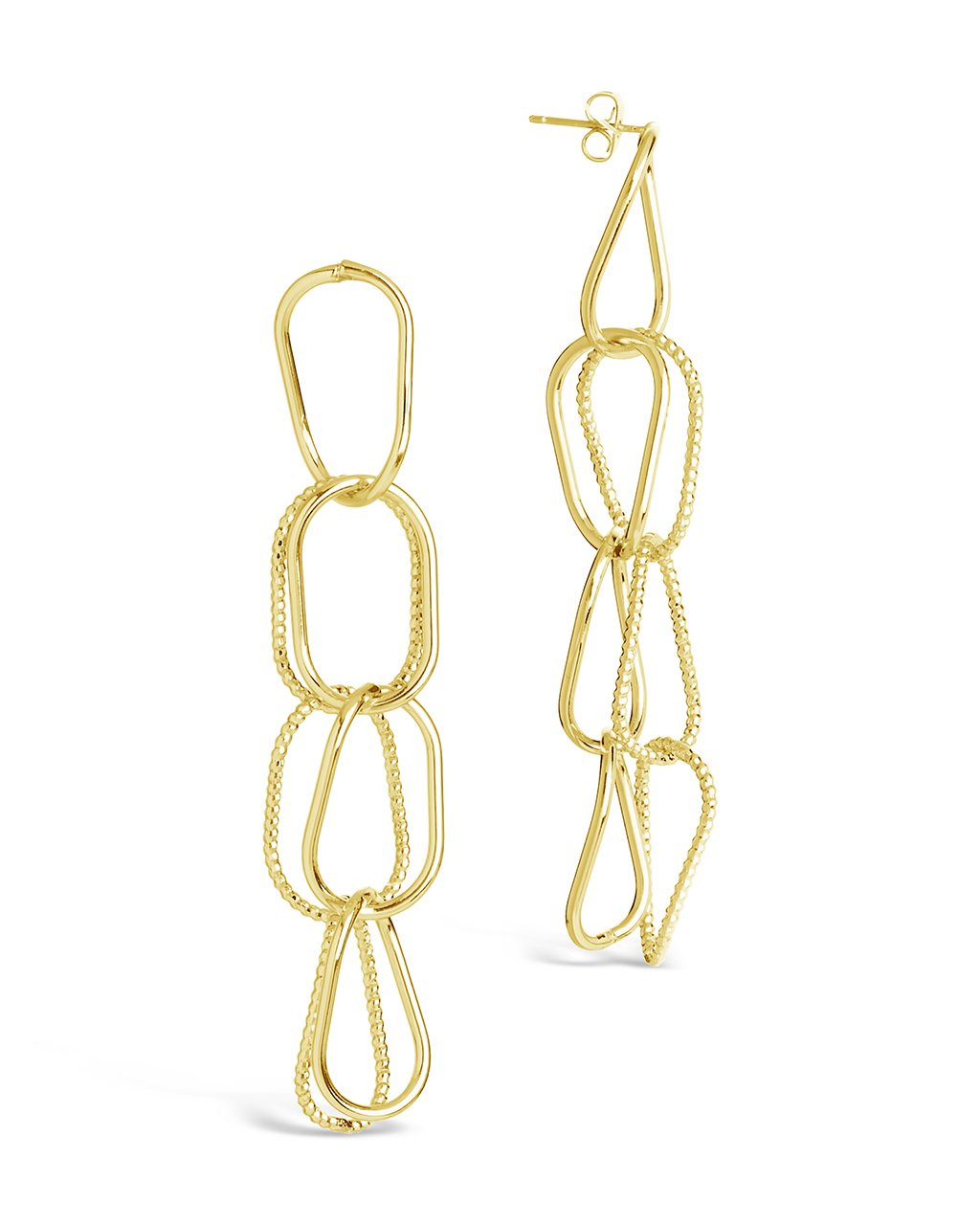 Textured Link Drop Earrings - Sterling Forever