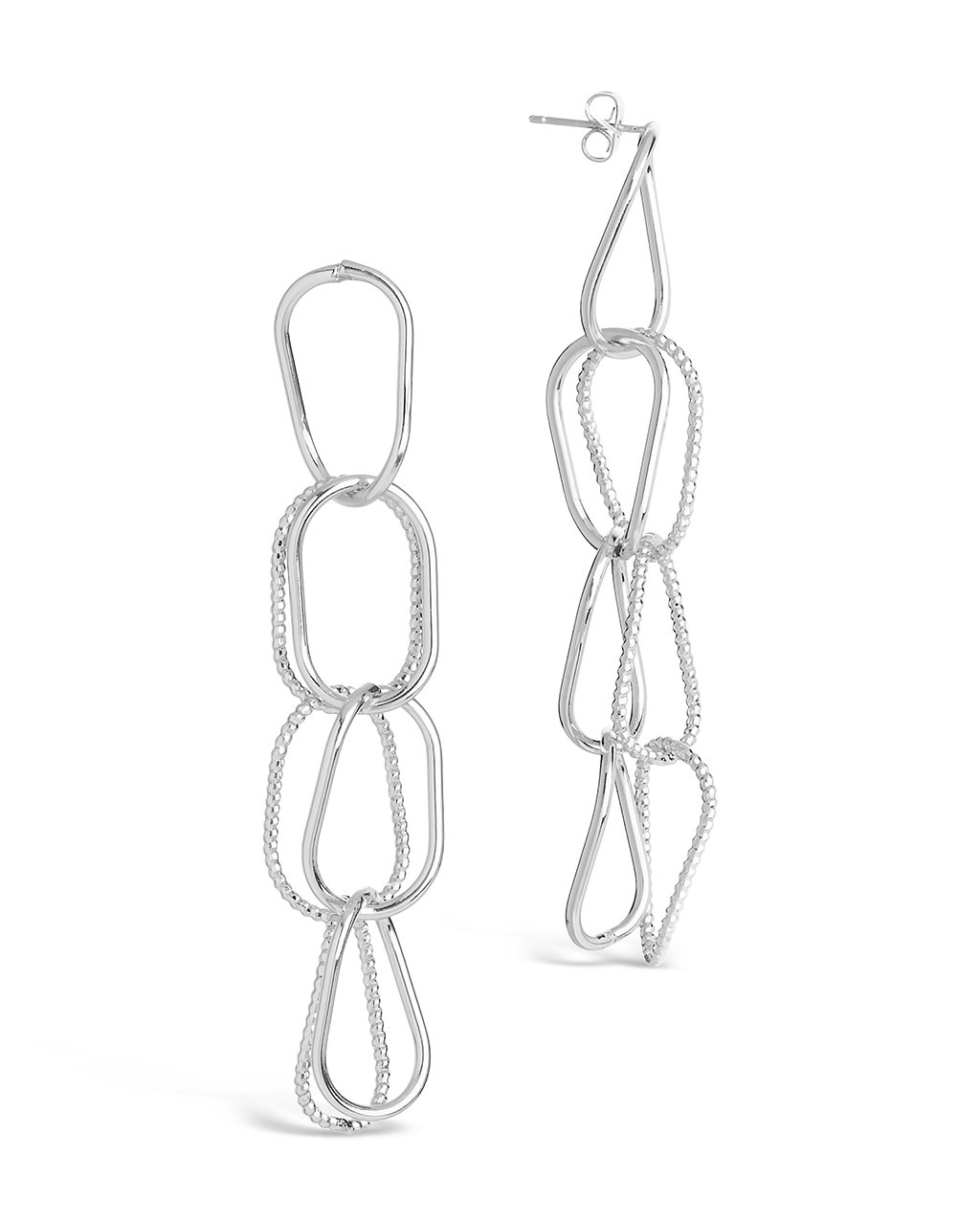 Textured Link Drop Earrings - Sterling Forever