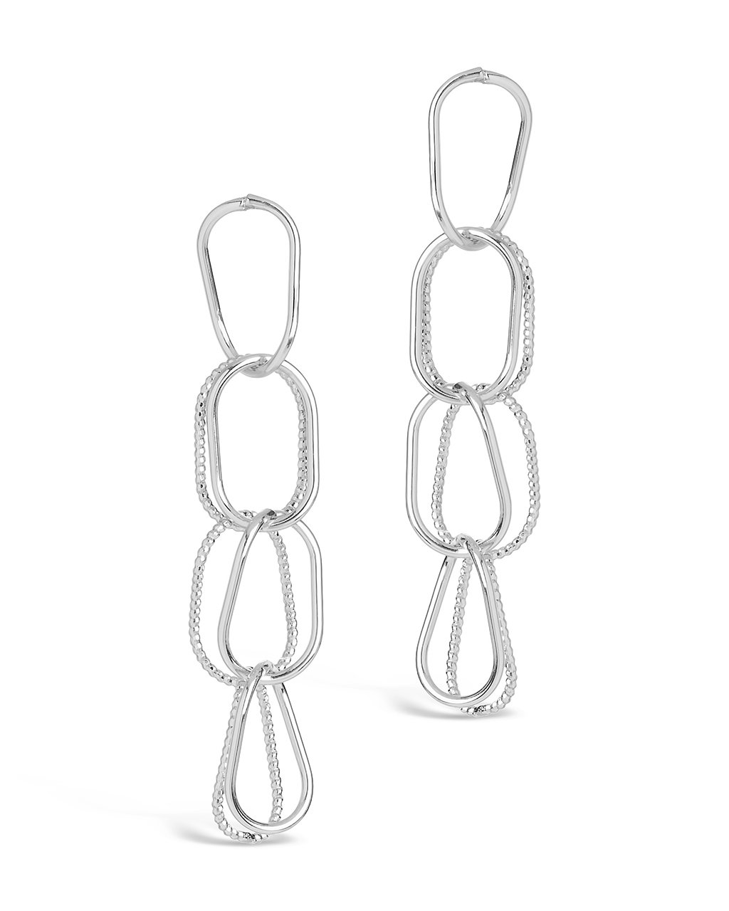 Textured Link Drop Earrings - Sterling Forever