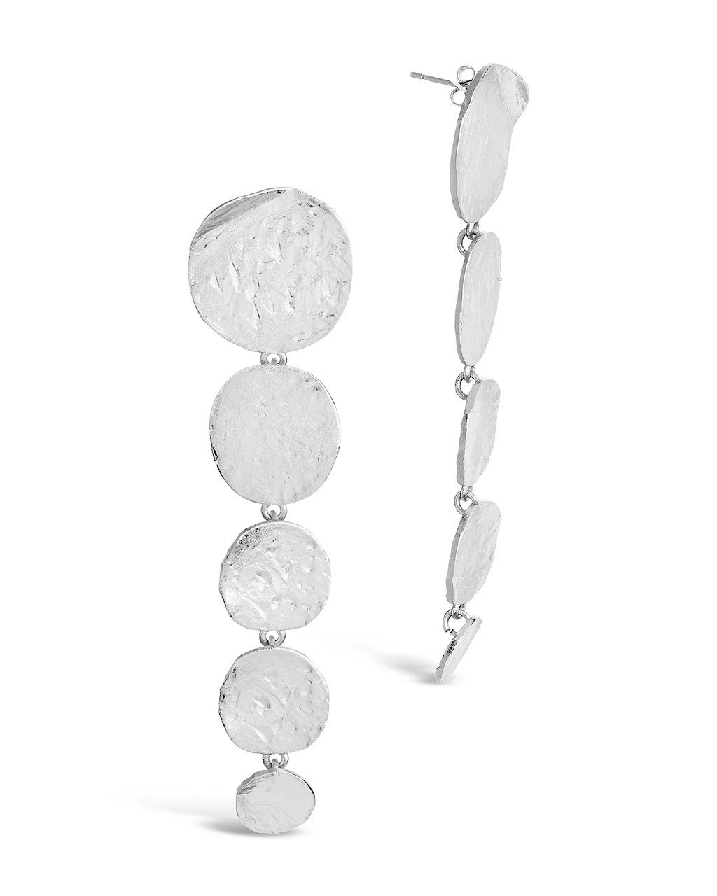 Textured Disk Drop Earrings - Sterling Forever