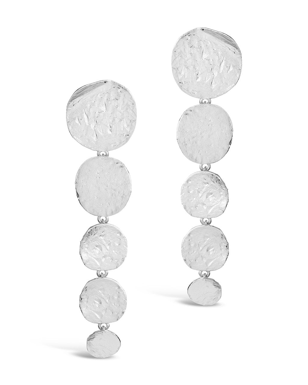Textured Disk Drop Earrings - Sterling Forever