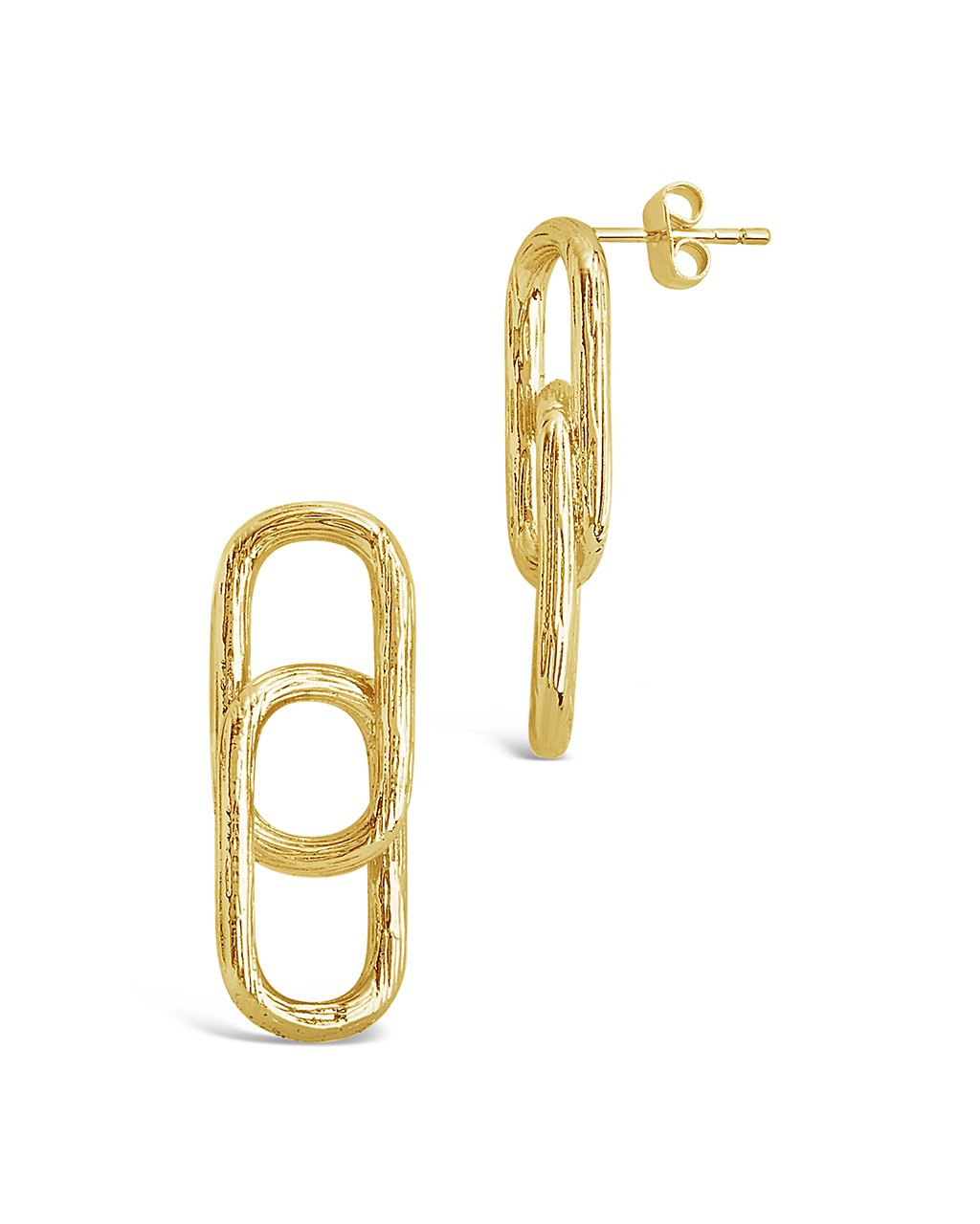 Textured Chain Link Earrings - Sterling Forever