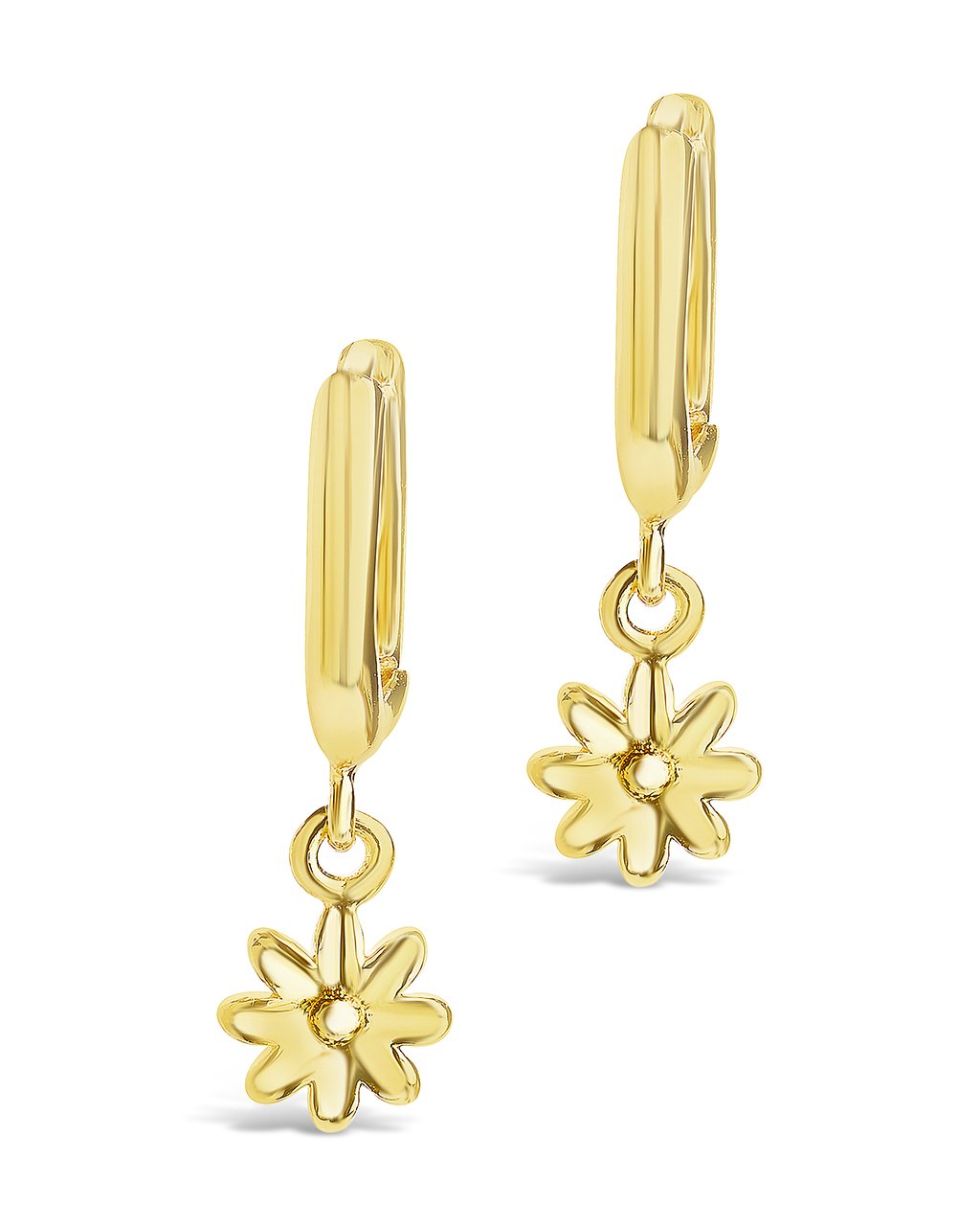 Wild Flower Dangle Micro Hoops Earring Sterling Forever Gold 