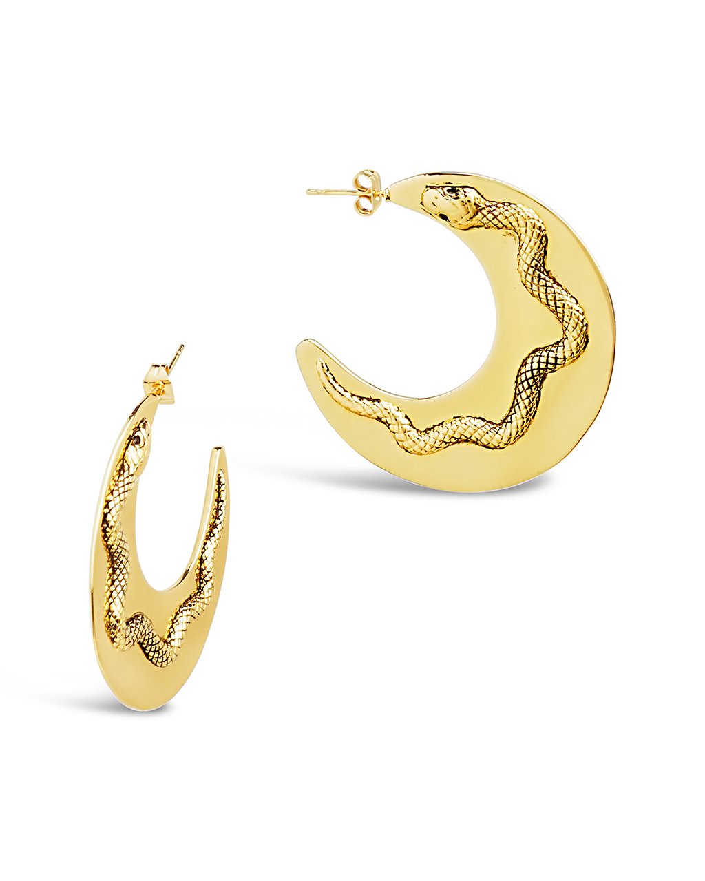 Sterling Silver Flat Snake Hoops Earring Sterling Forever 
