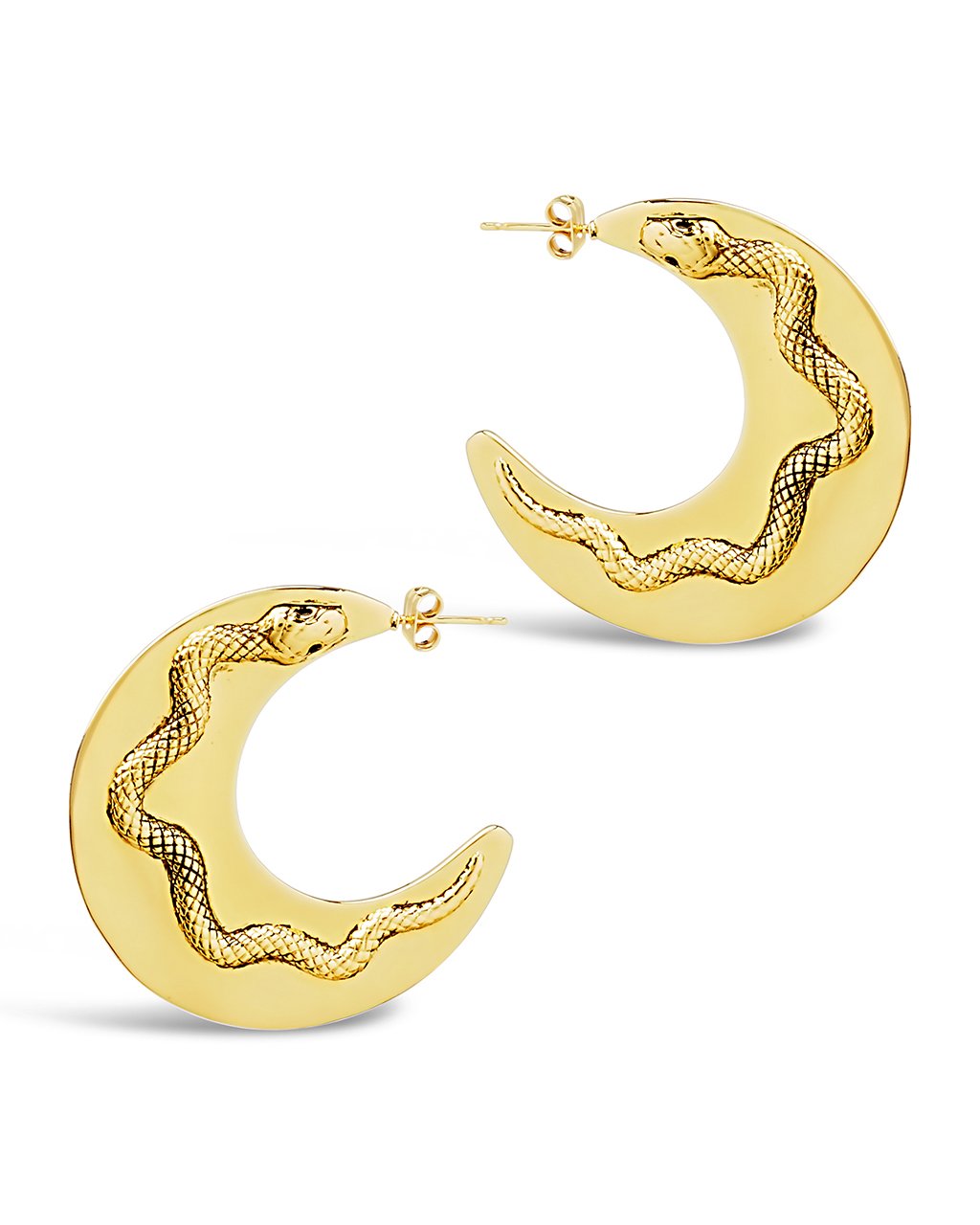 Sterling Silver Flat Snake Hoops Earring Sterling Forever Gold 