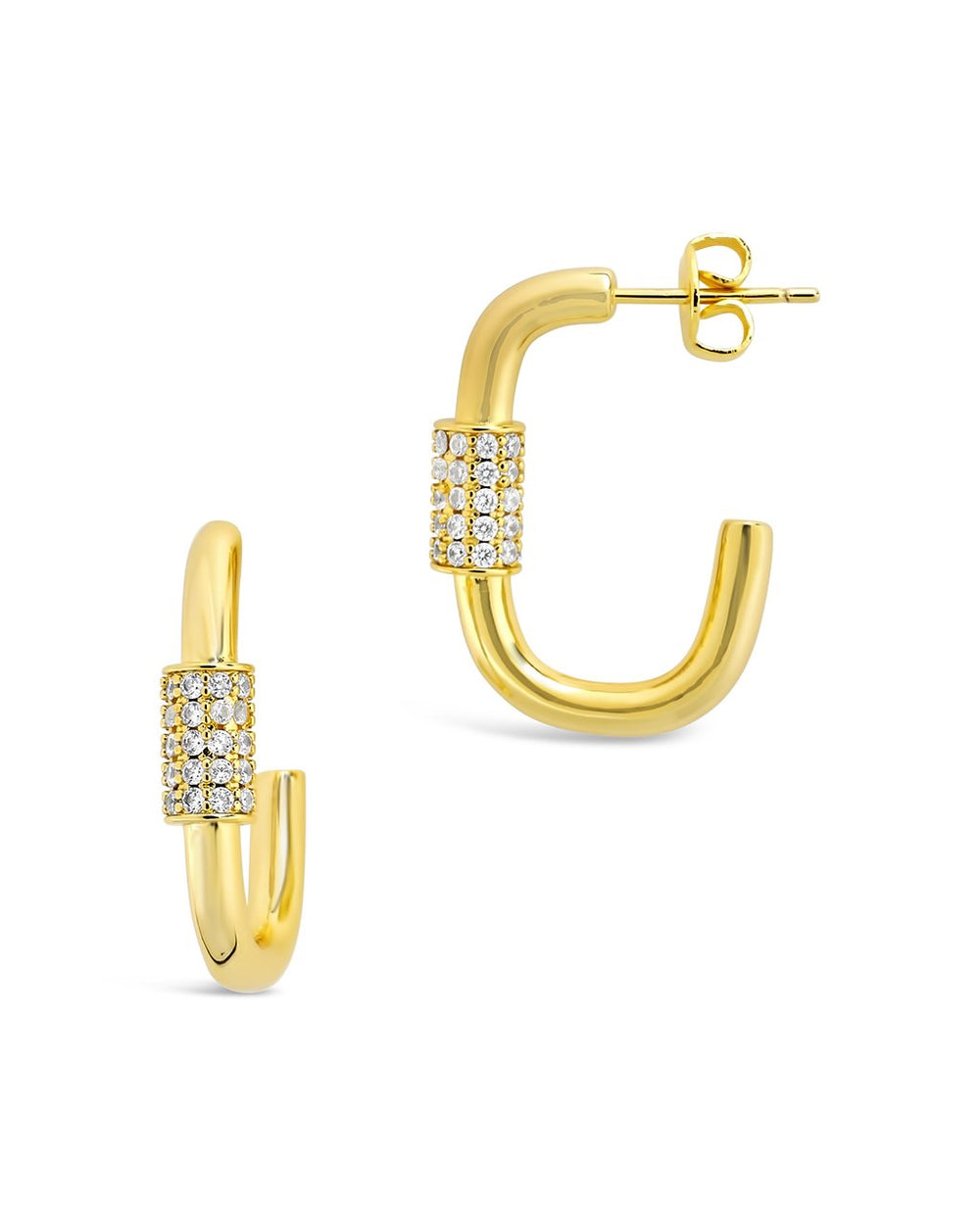 Oval Carabiner Hoops Earring Sterling Forever Gold