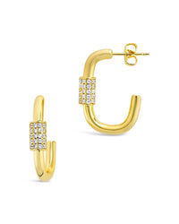 Oval Carabiner Hoops Earring Sterling Forever Gold