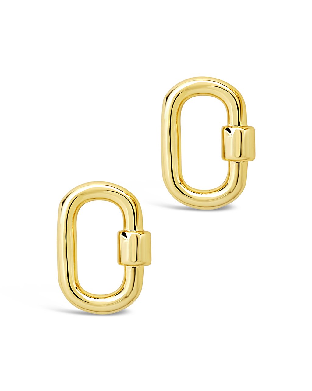 Polished Carabiner Lock Studs Earring Sterling Forever Gold