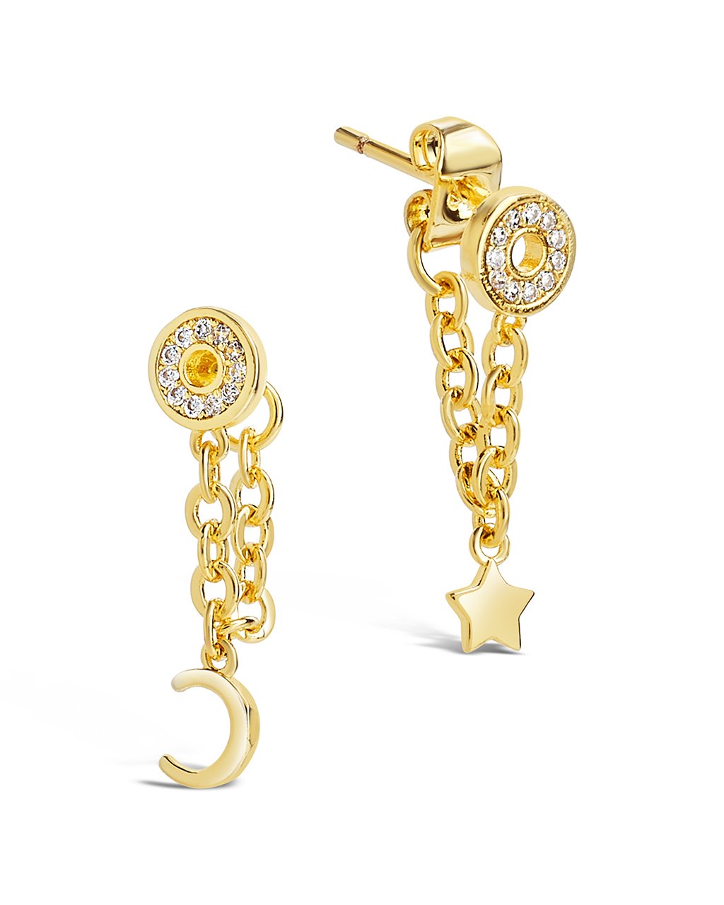 Moon & Star Chain Drop Earrings Earring Sterling Forever