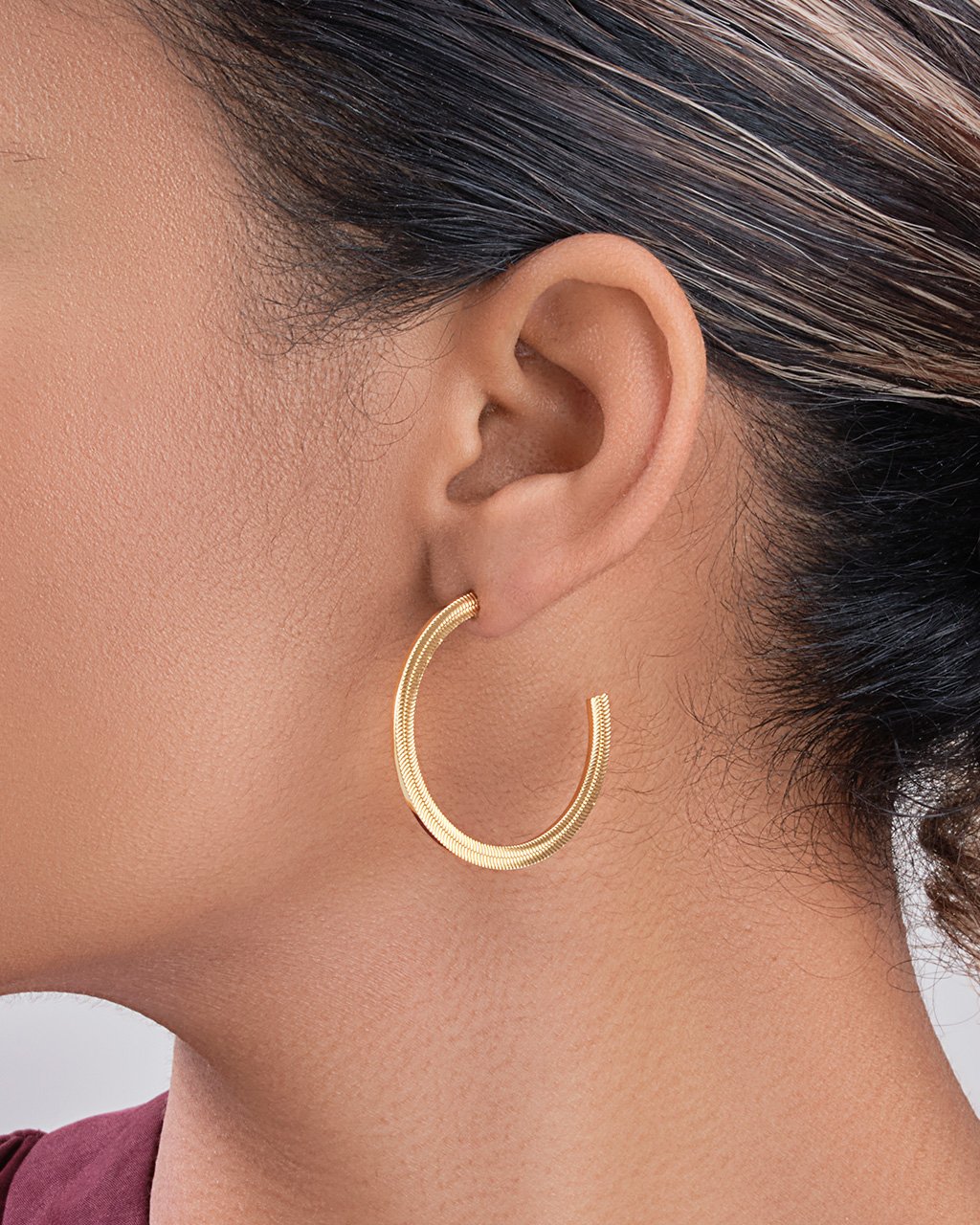 Herringbone Chain Hoops Earring Sterling Forever 