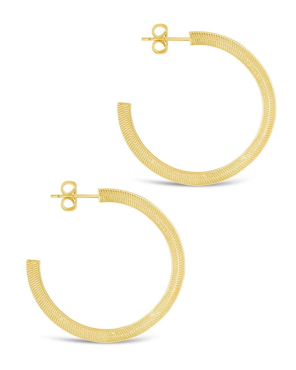 Herringbone Chain Hoops Earring Sterling Forever 
