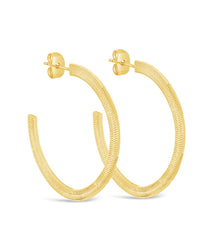 Herringbone Chain Hoops Earring Sterling Forever 