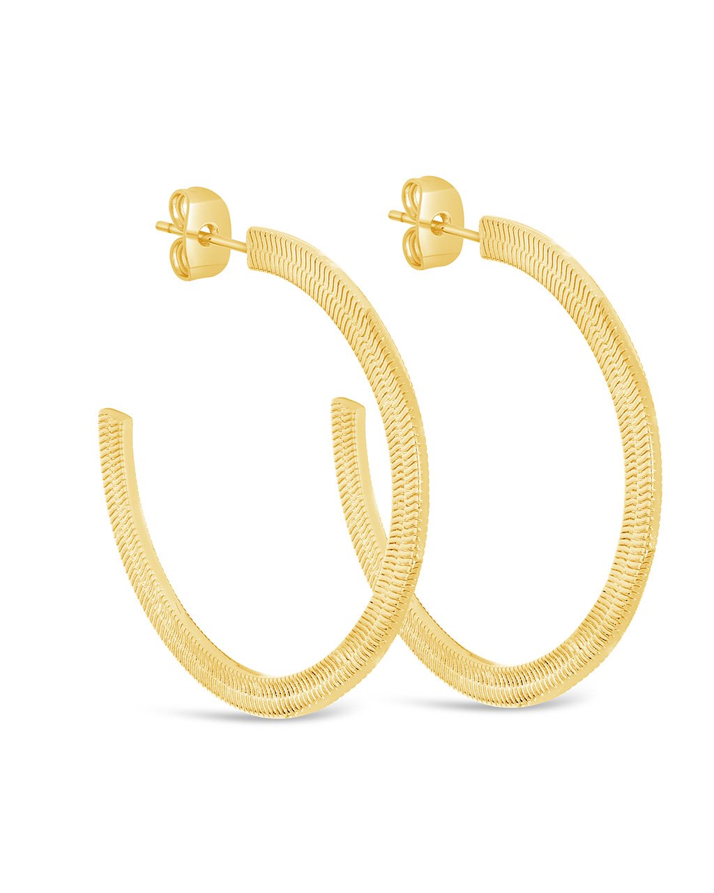 Herringbone Chain Hoops Earring Sterling Forever 