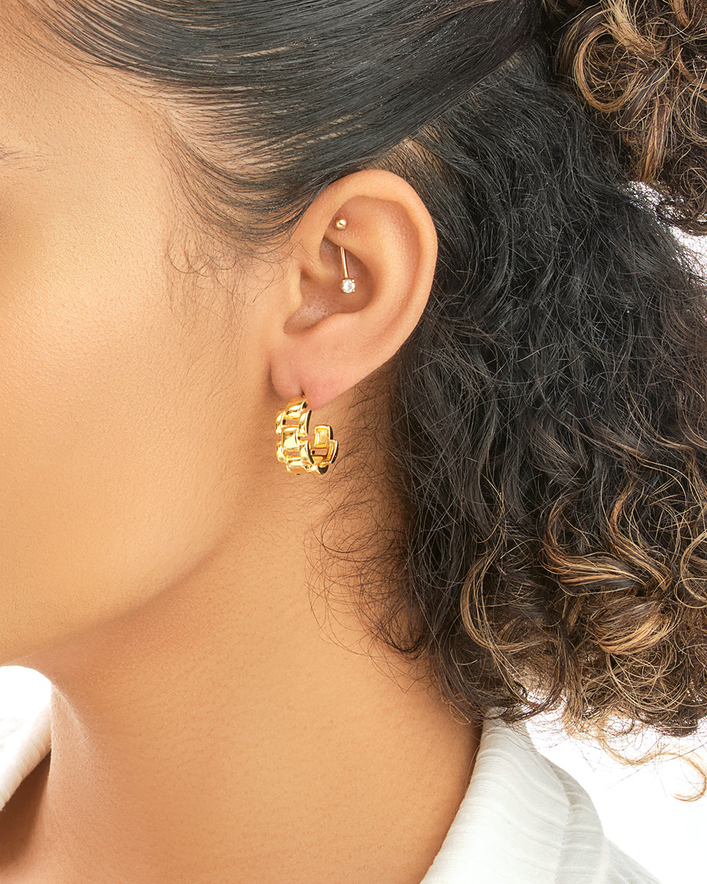 Chain Link Huggie Hoops Earring Sterling Forever 