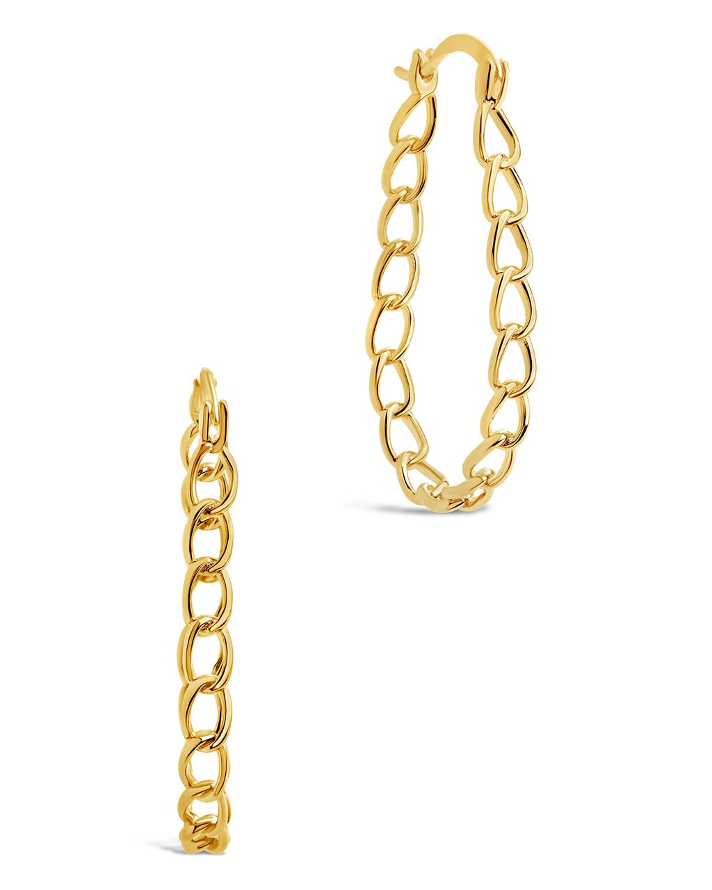 Chain Link Statement Hoops Earring Sterling Forever Gold 