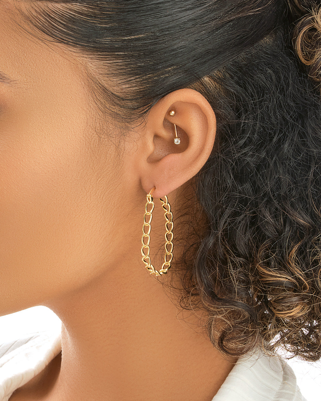 Chain Link Statement Hoops Earring Sterling Forever 