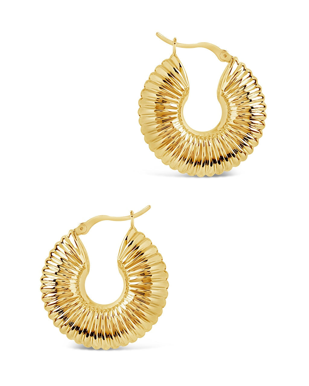 Ribbed Statement Hoops Earring Sterling Forever 