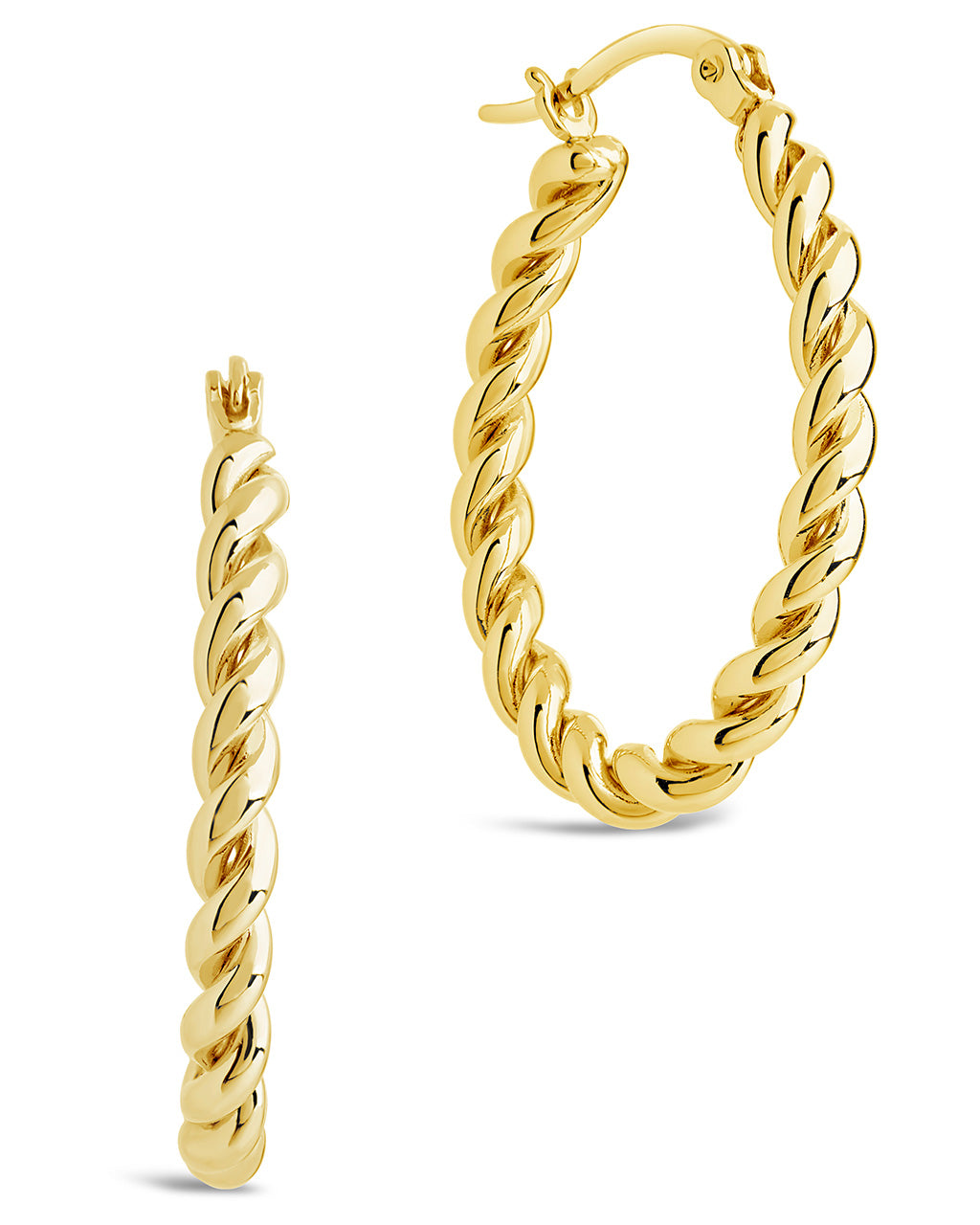 Braided Twist Statement Hoops Earring Sterling Forever Gold 