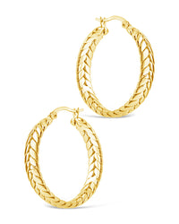 Double Row Herringbone Statement Hoops Earring Sterling Forever 