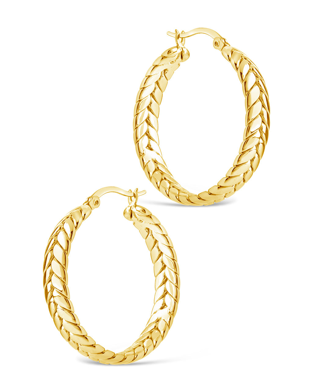 Double Row Herringbone Statement Hoops Earring Sterling Forever 