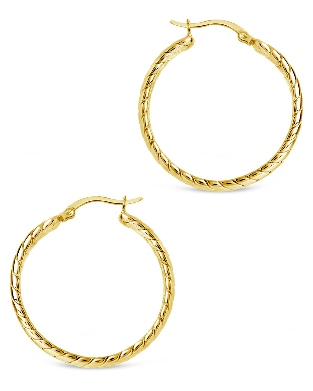 Double Row Herringbone Statement Hoops Earring Sterling Forever 