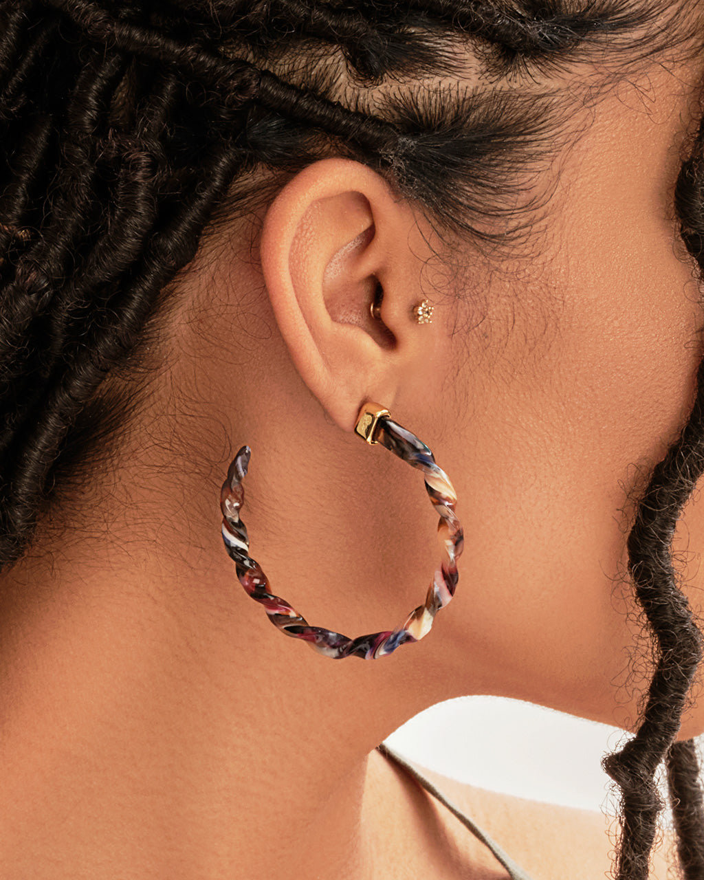 Twist Resin Hoops Earring Sterling Forever 