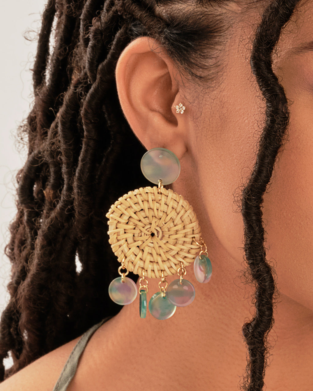 Woven Stud Drop with Resin Earring Sterling Forever 