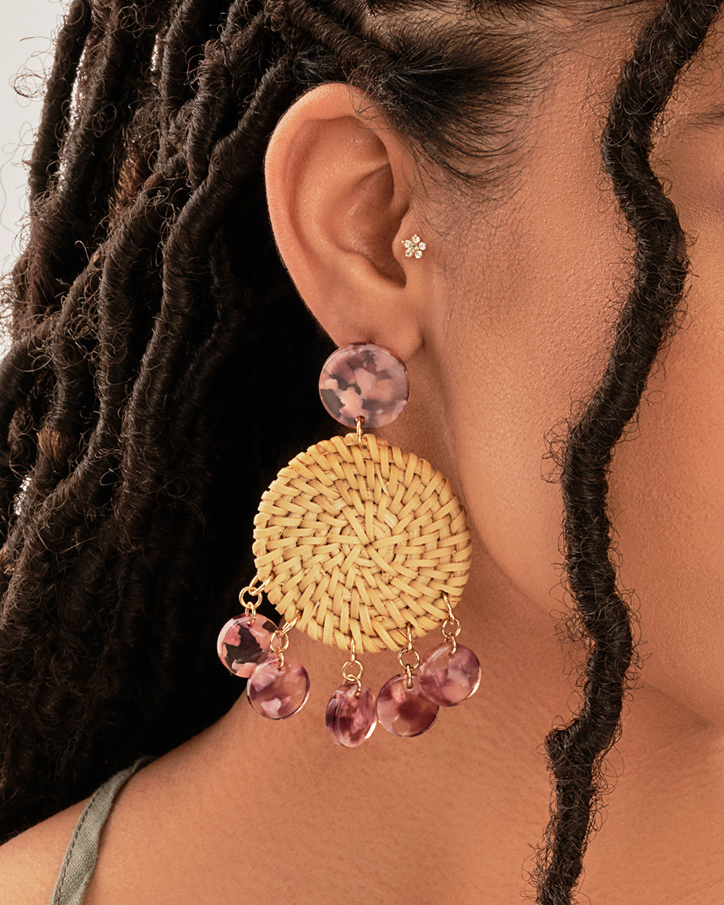 Woven Stud Drop with Resin Earring Sterling Forever 