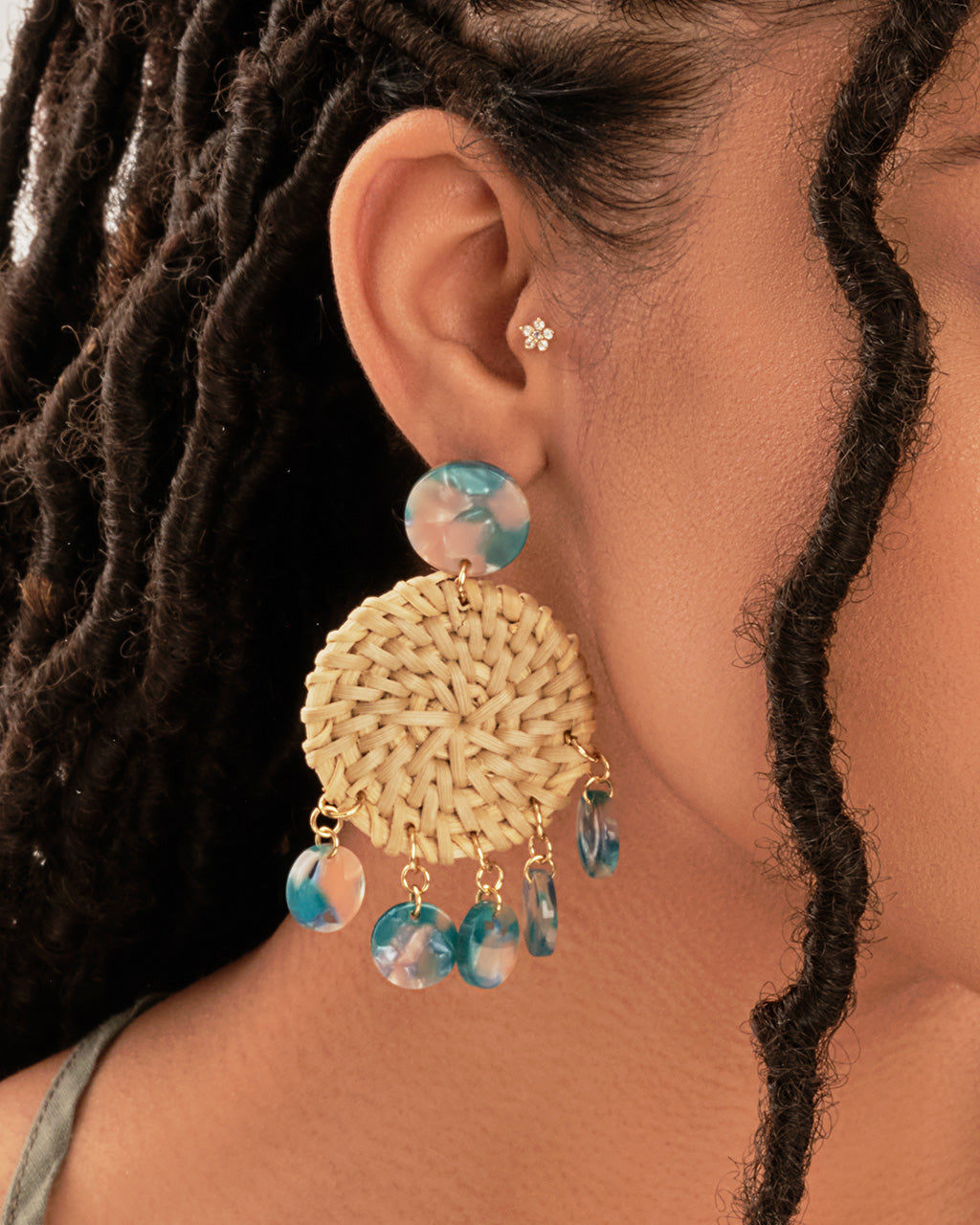 Woven Stud Drop with Resin Earring Sterling Forever 